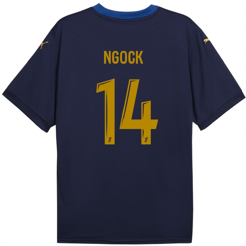 Niño Fútbol Camiseta Monique Ngock #14 Azul Marino Dorado 2ª Equipación 2024/25