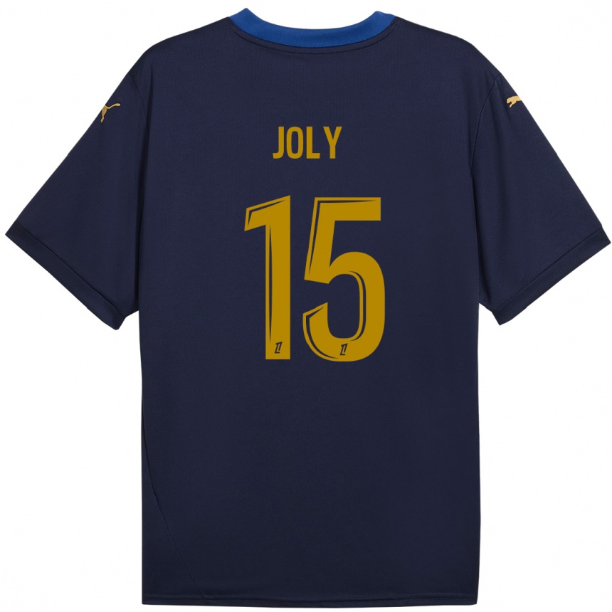 Niño Fútbol Camiseta Lou-Ann Joly #15 Azul Marino Dorado 2ª Equipación 2024/25