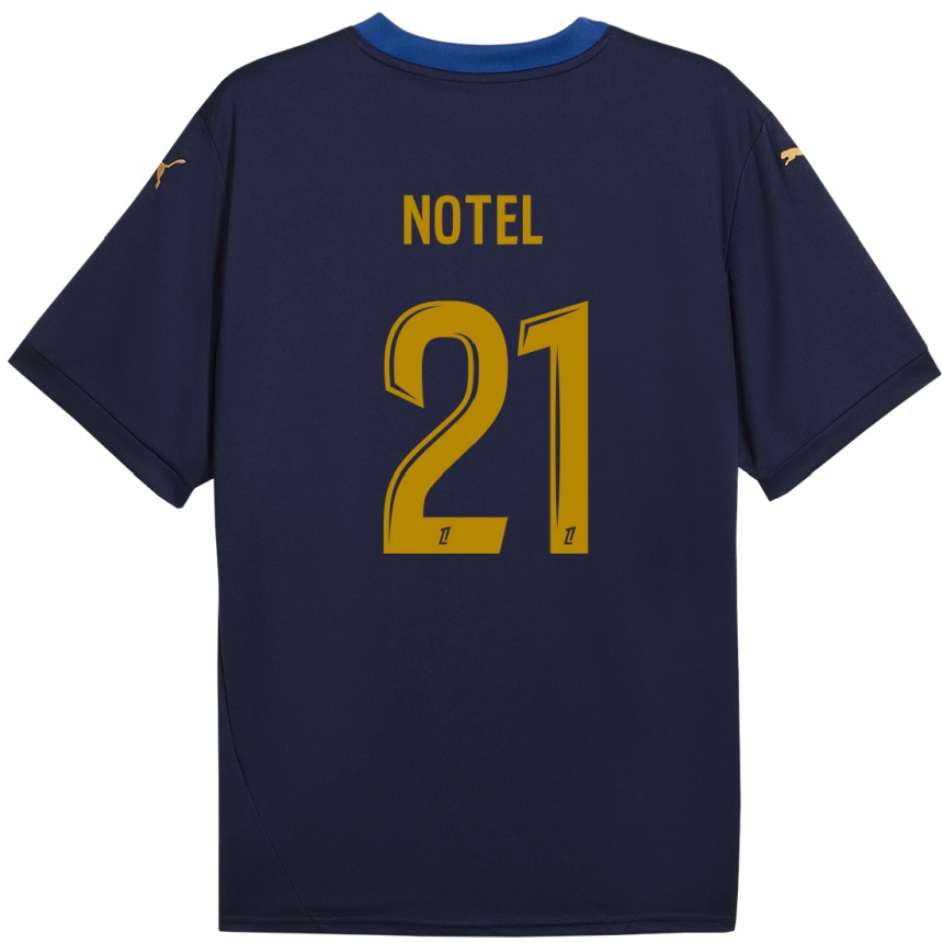 Niño Fútbol Camiseta Lea Notel #21 Azul Marino Dorado 2ª Equipación 2024/25