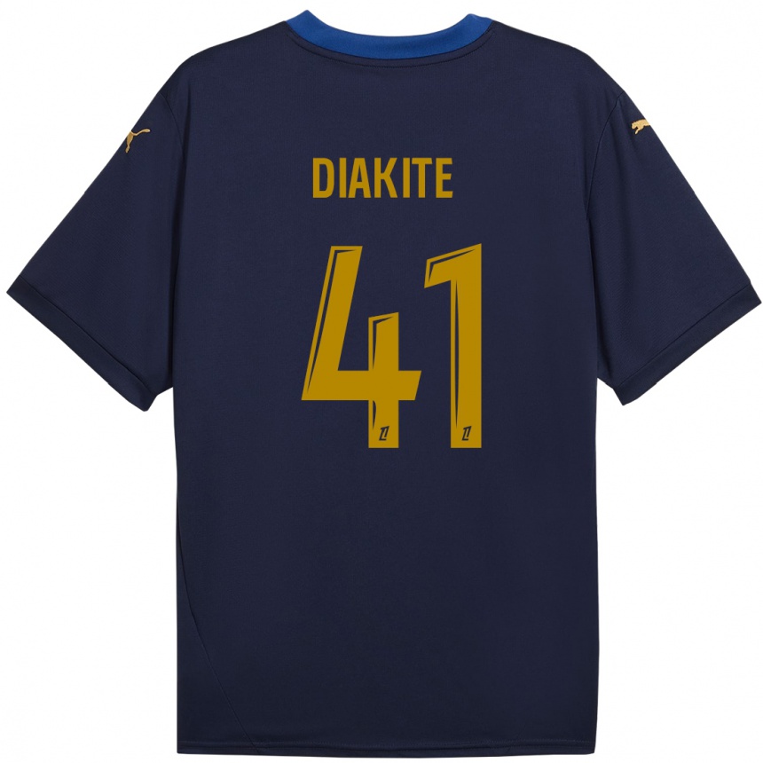 Niño Fútbol Camiseta Ibrahim Diakité #41 Azul Marino Dorado 2ª Equipación 2024/25