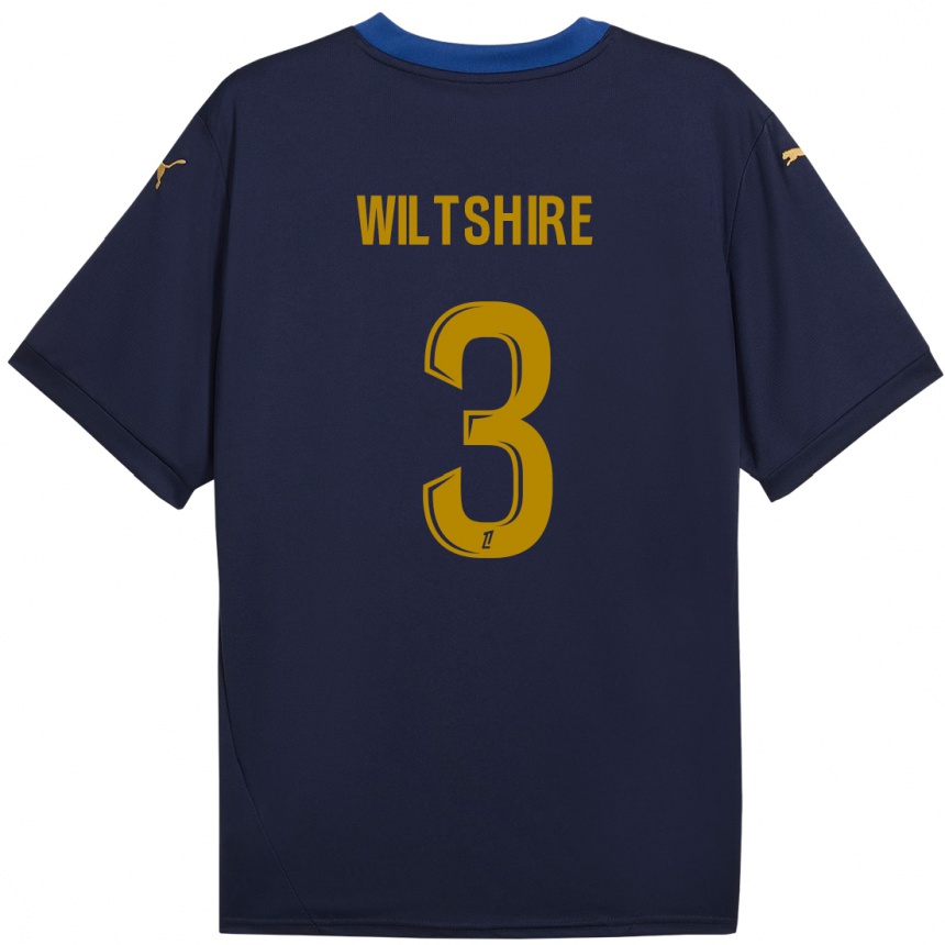 Niño Fútbol Camiseta Tiernny Wiltshire #3 Azul Marino Dorado 2ª Equipación 2024/25