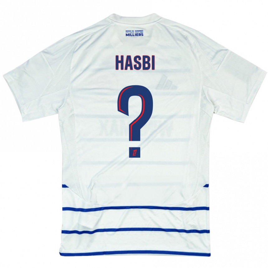 Niño Fútbol Camiseta Walid Hasbi #0 Blanco Azul 2ª Equipación 2024/25