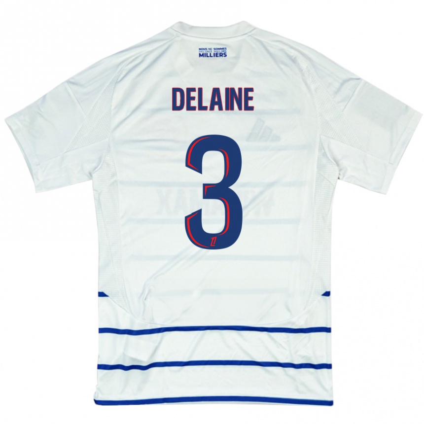 Niño Fútbol Camiseta Thomas Delaine #3 Blanco Azul 2ª Equipación 2024/25