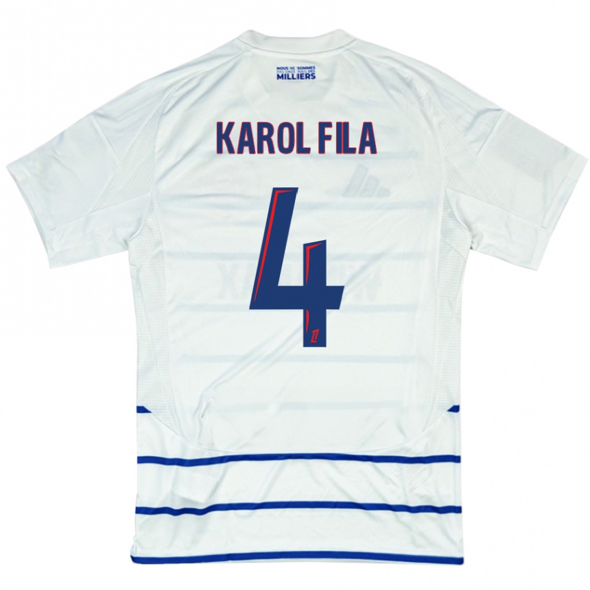 Niño Fútbol Camiseta Karol Fila #4 Blanco Azul 2ª Equipación 2024/25