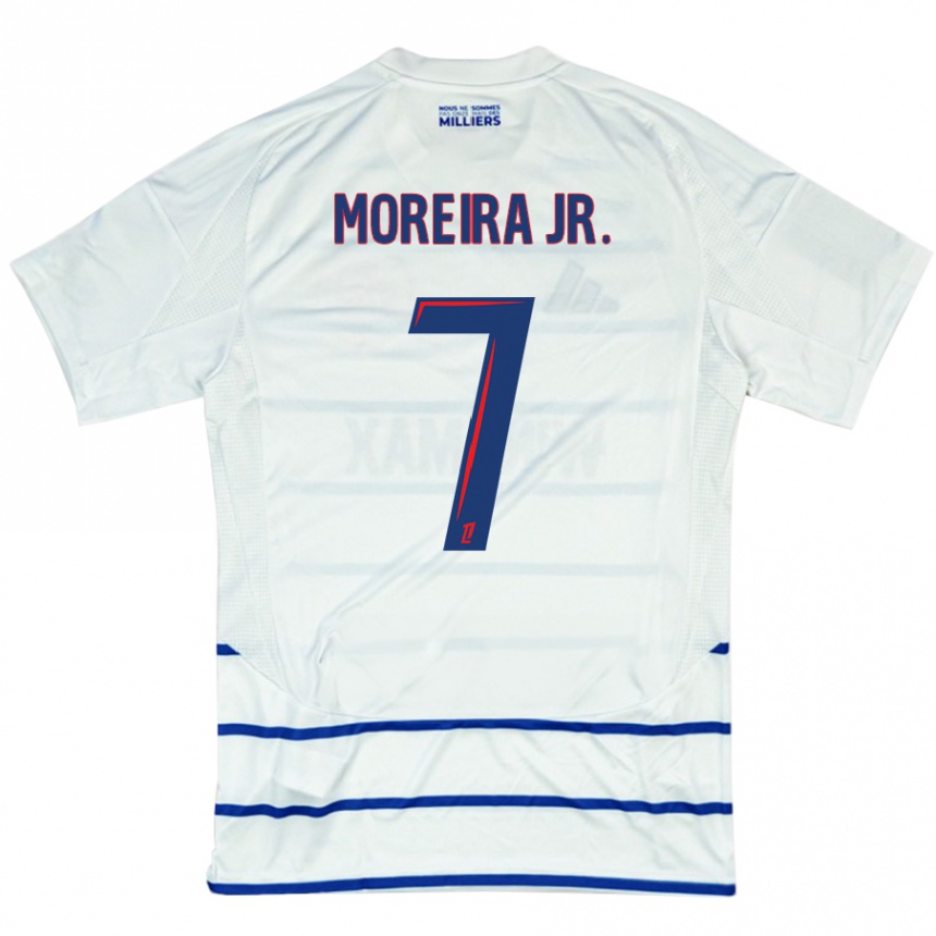 Niño Fútbol Camiseta Diego Moreira #7 Blanco Azul 2ª Equipación 2024/25