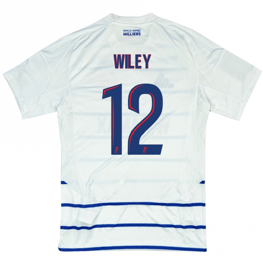 Niño Fútbol Camiseta Caleb Wiley #12 Blanco Azul 2ª Equipación 2024/25