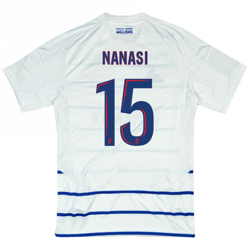 Niño Fútbol Camiseta Sebastian Nanasi #15 Blanco Azul 2ª Equipación 2024/25