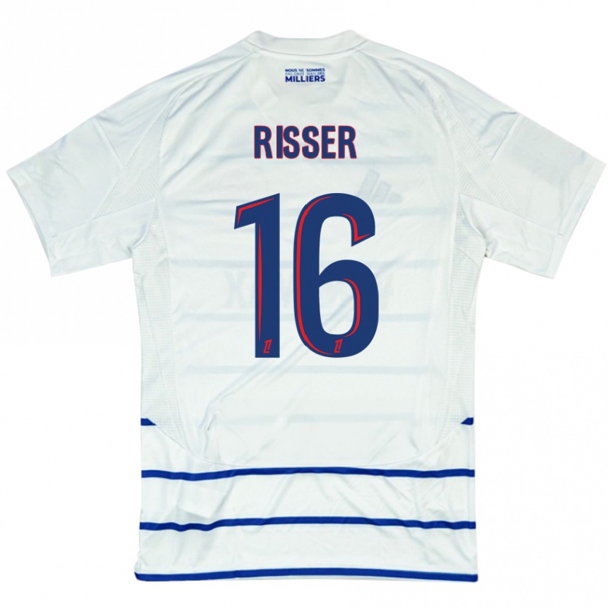 Niño Fútbol Camiseta Robin Risser #16 Blanco Azul 2ª Equipación 2024/25