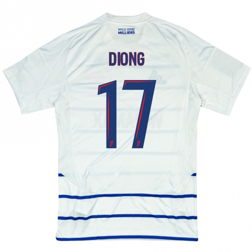 Niño Fútbol Camiseta Pape Diong #17 Blanco Azul 2ª Equipación 2024/25