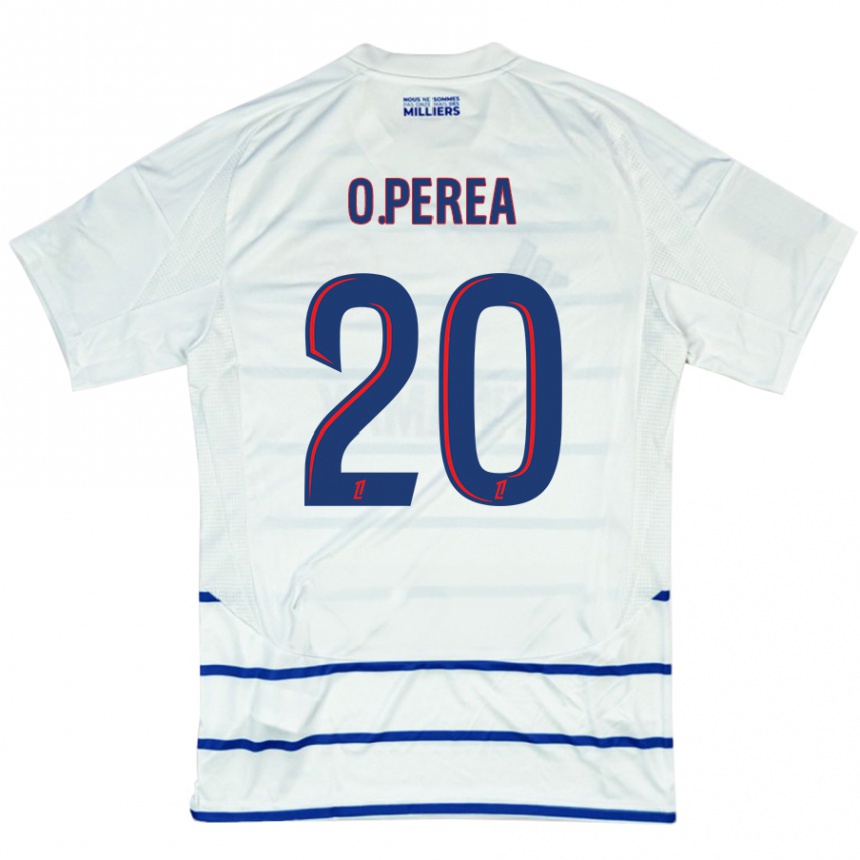 Niño Fútbol Camiseta Óscar Perea #20 Blanco Azul 2ª Equipación 2024/25