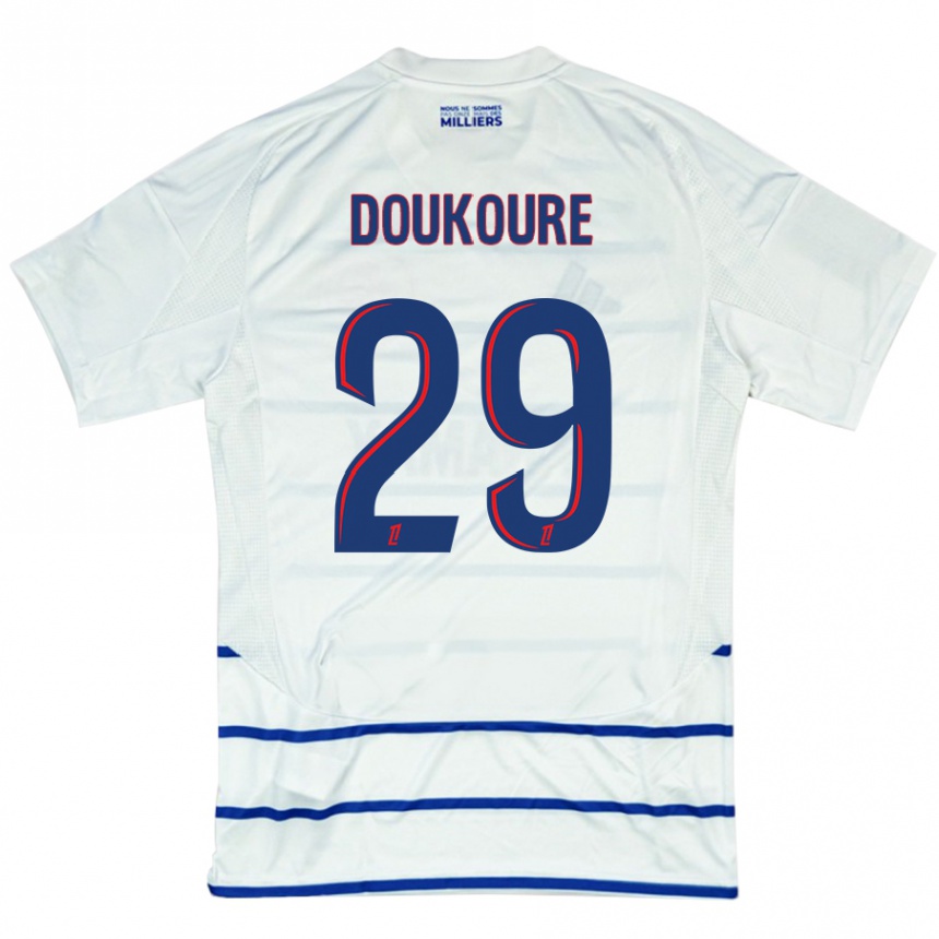 Niño Fútbol Camiseta Ismaël Doukouré #29 Blanco Azul 2ª Equipación 2024/25