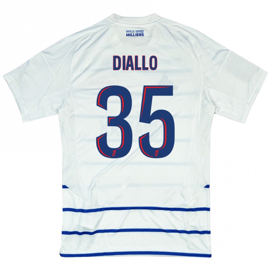 Niño Fútbol Camiseta Tidiane Diallo #35 Blanco Azul 2ª Equipación 2024/25