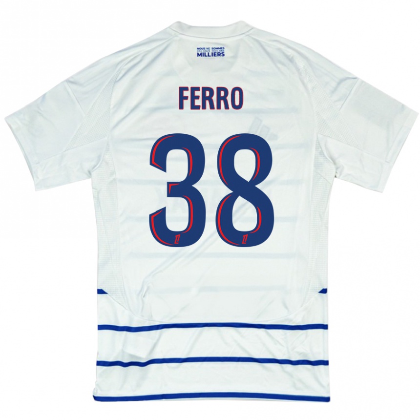 Niño Fútbol Camiseta Nolan Ferro #38 Blanco Azul 2ª Equipación 2024/25