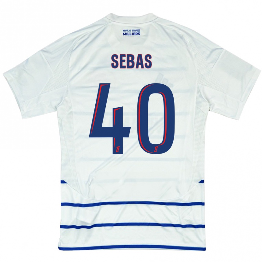 Niño Fútbol Camiseta Jérémy Sebas #40 Blanco Azul 2ª Equipación 2024/25