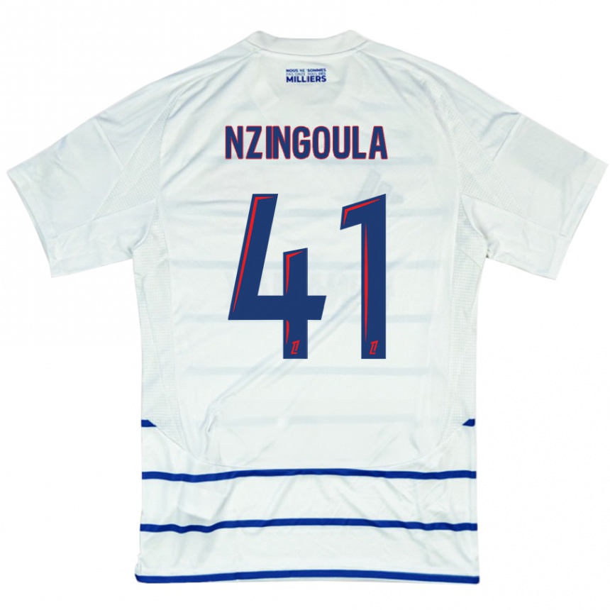 Niño Fútbol Camiseta Rabby Nzingoula #41 Blanco Azul 2ª Equipación 2024/25