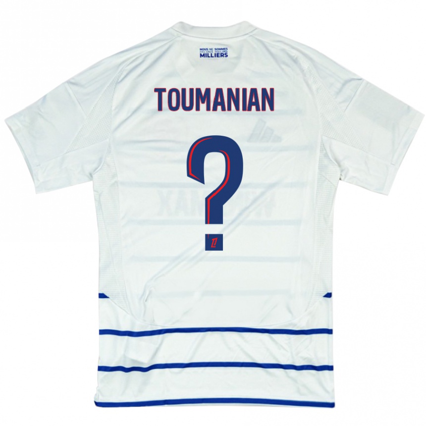 Niño Fútbol Camiseta Anthony Toumanian #0 Blanco Azul 2ª Equipación 2024/25