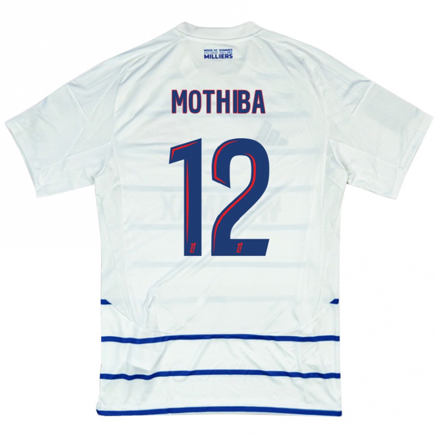 Niño Fútbol Camiseta Lebo Mothiba #12 Blanco Azul 2ª Equipación 2024/25