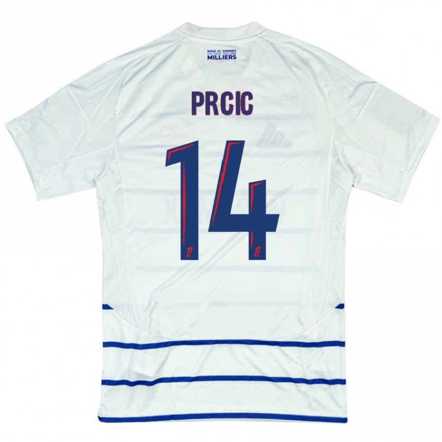 Niño Fútbol Camiseta Sanjin Prcic #14 Blanco Azul 2ª Equipación 2024/25