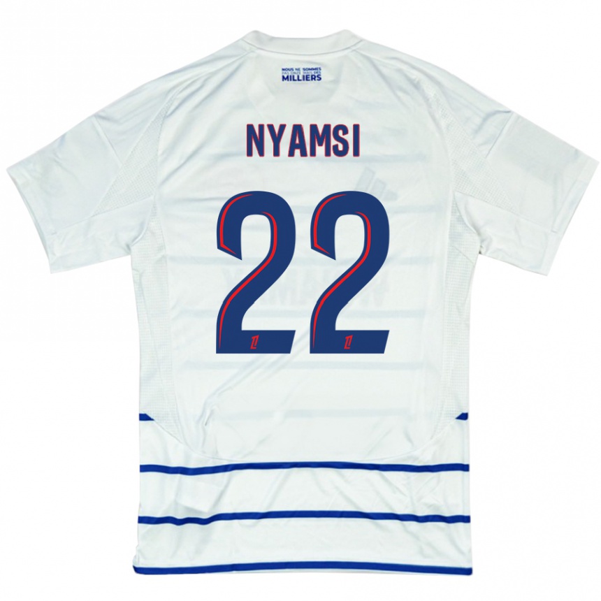 Niño Fútbol Camiseta Gerzino Nyamsi #22 Blanco Azul 2ª Equipación 2024/25