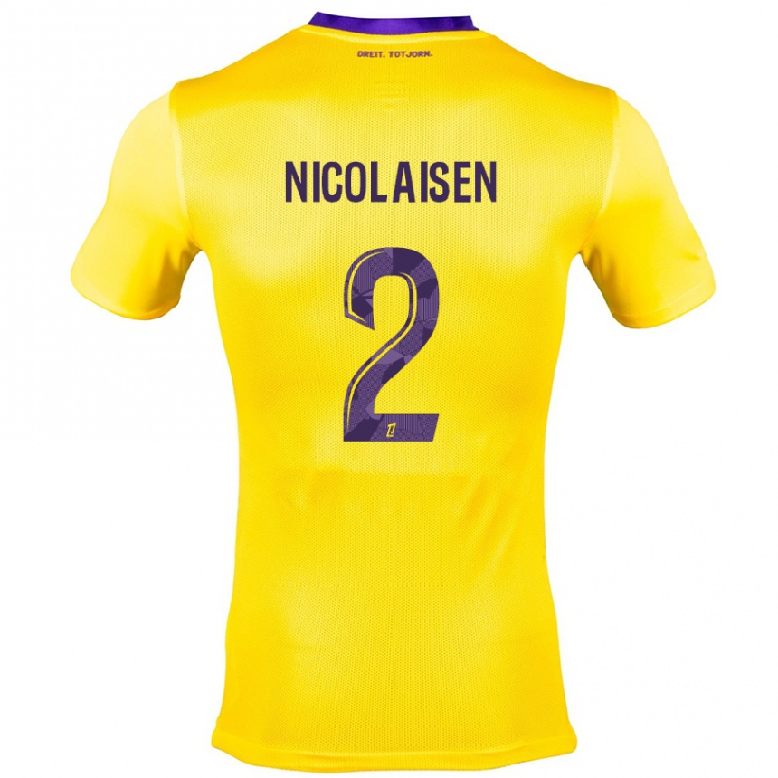 Niño Fútbol Camiseta Rasmus Nicolaisen #2 Amarillo Morado 2ª Equipación 2024/25