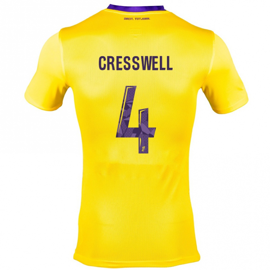 Niño Fútbol Camiseta Charlie Cresswell #4 Amarillo Morado 2ª Equipación 2024/25