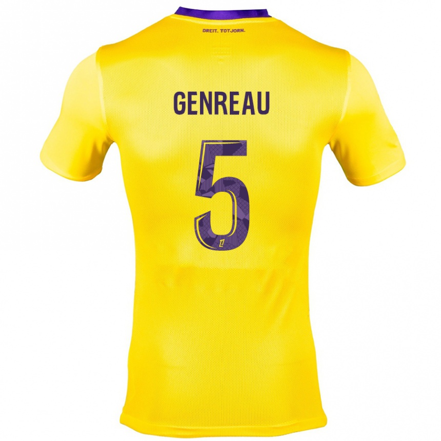 Niño Fútbol Camiseta Denis Genreau #5 Amarillo Morado 2ª Equipación 2024/25