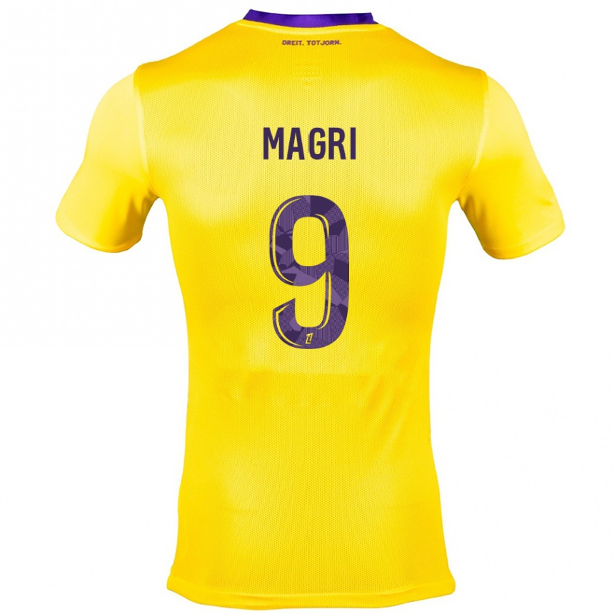 Niño Fútbol Camiseta Frank Magri #9 Amarillo Morado 2ª Equipación 2024/25