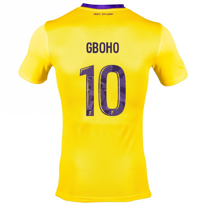 Niño Fútbol Camiseta Yann Gboho #10 Amarillo Morado 2ª Equipación 2024/25