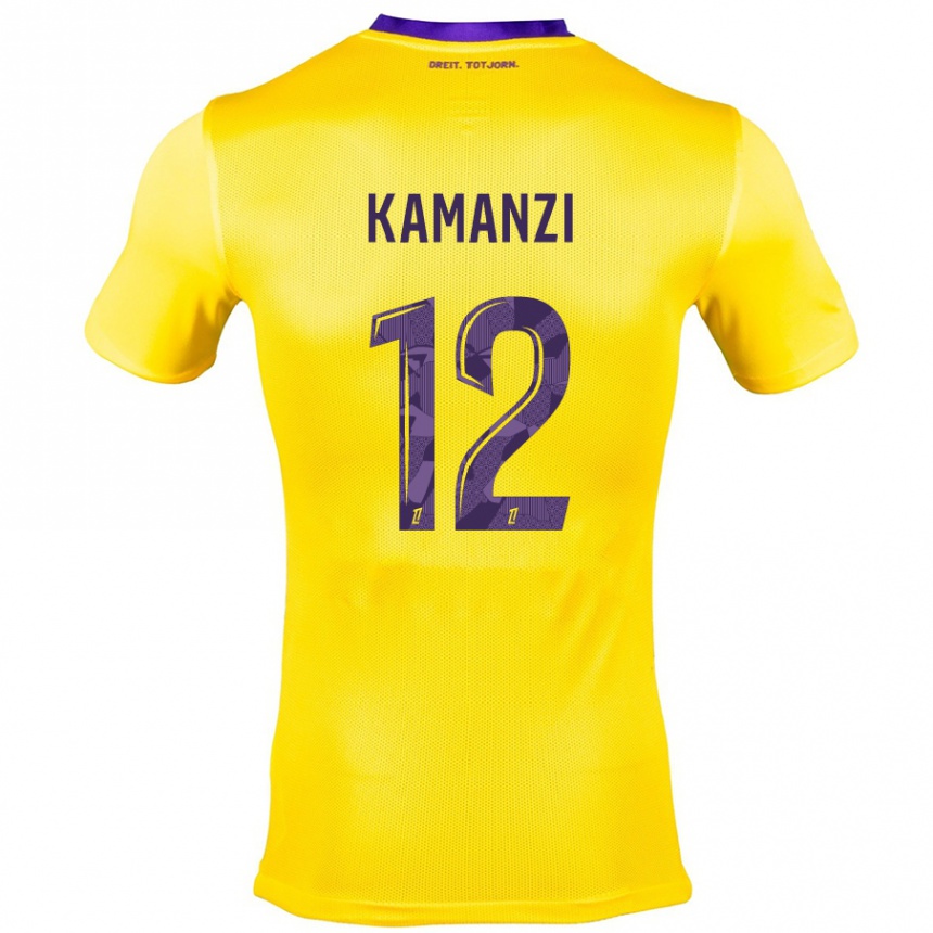 Niño Fútbol Camiseta Warren Kamanzi #12 Amarillo Morado 2ª Equipación 2024/25