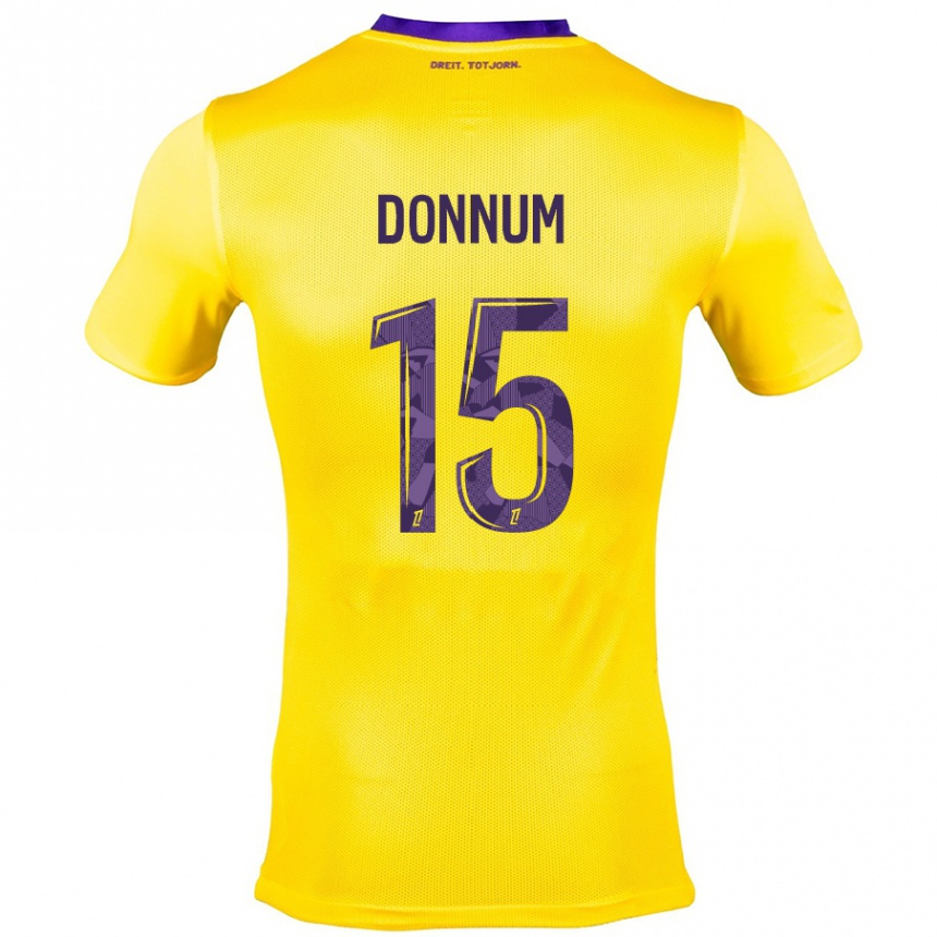 Niño Fútbol Camiseta Aron Dønnum #15 Amarillo Morado 2ª Equipación 2024/25