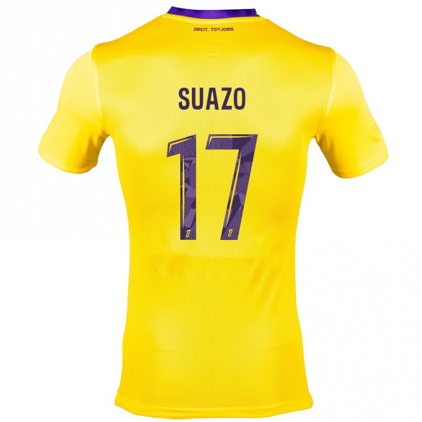 Niño Fútbol Camiseta Gabriel Suazo #17 Amarillo Morado 2ª Equipación 2024/25