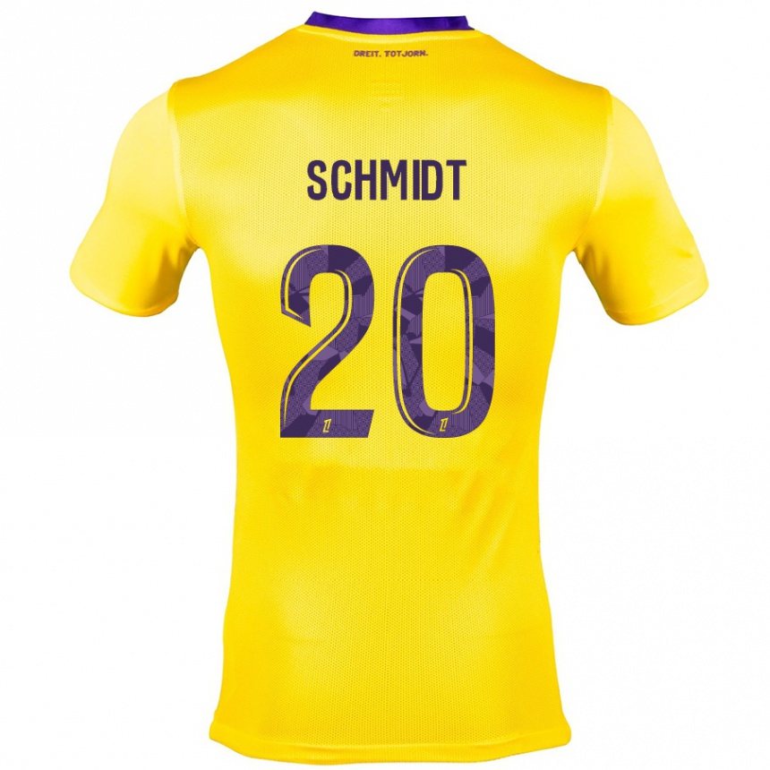 Niño Fútbol Camiseta Niklas Schmidt #20 Amarillo Morado 2ª Equipación 2024/25