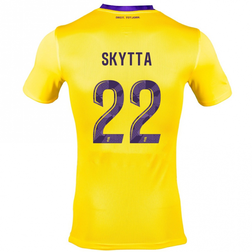 Niño Fútbol Camiseta Naatan Skyttä #22 Amarillo Morado 2ª Equipación 2024/25