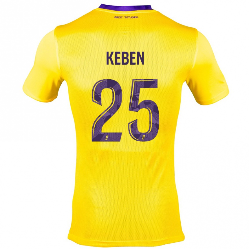 Niño Fútbol Camiseta Kévin Keben #25 Amarillo Morado 2ª Equipación 2024/25