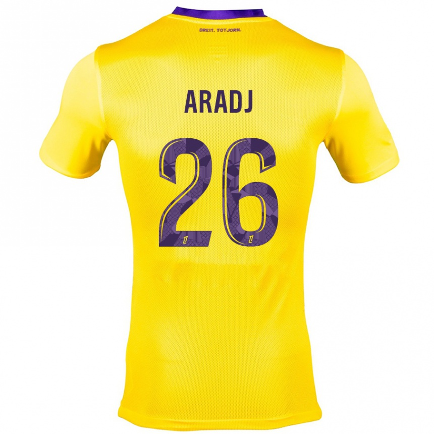 Niño Fútbol Camiseta Ylies Aradj #26 Amarillo Morado 2ª Equipación 2024/25