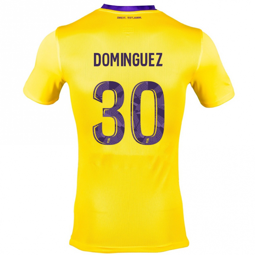 Niño Fútbol Camiseta Álex Domínguez #30 Amarillo Morado 2ª Equipación 2024/25