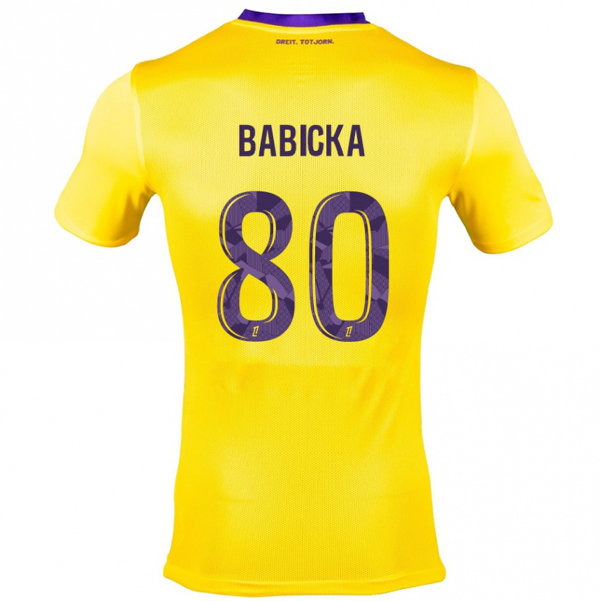 Niño Fútbol Camiseta Shavy Babicka #80 Amarillo Morado 2ª Equipación 2024/25