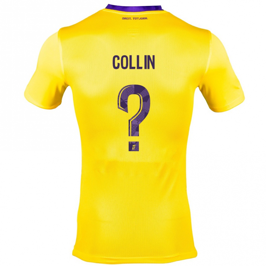 Niño Fútbol Camiseta Théo Collin #0 Amarillo Morado 2ª Equipación 2024/25