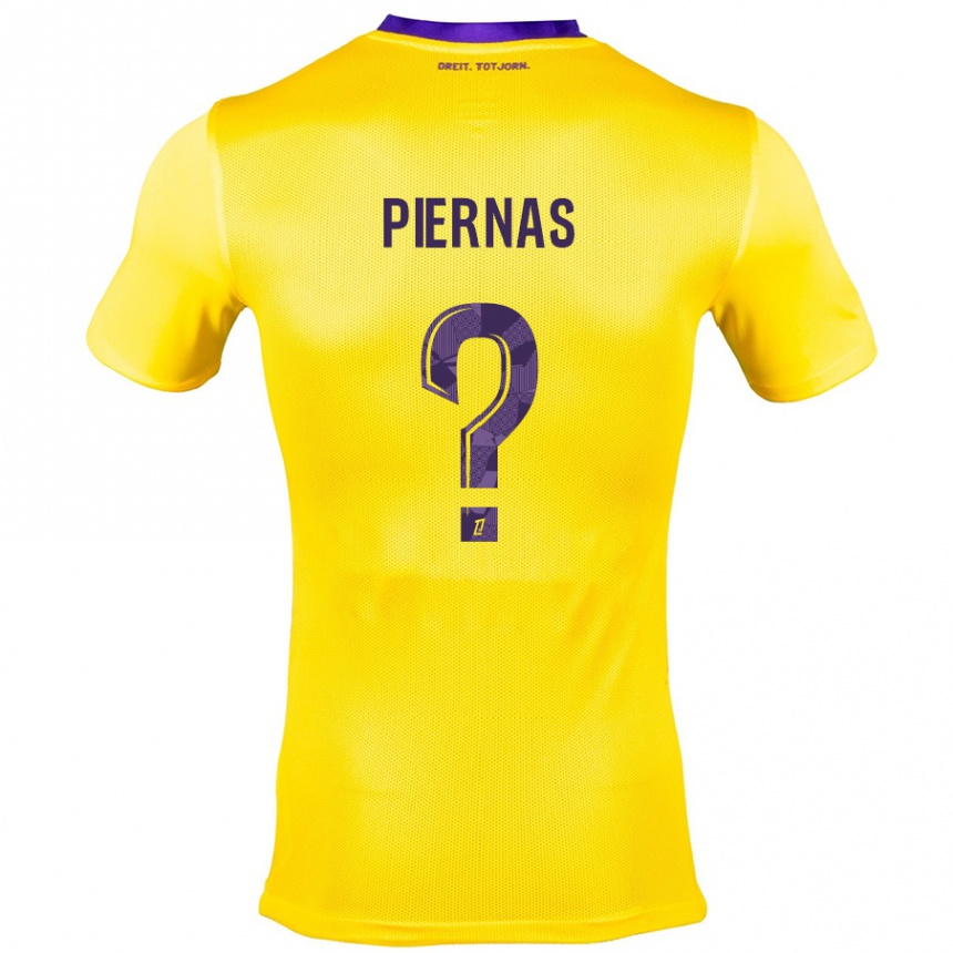 Niño Fútbol Camiseta Gaëtan Bakhouche Piernas #0 Amarillo Morado 2ª Equipación 2024/25