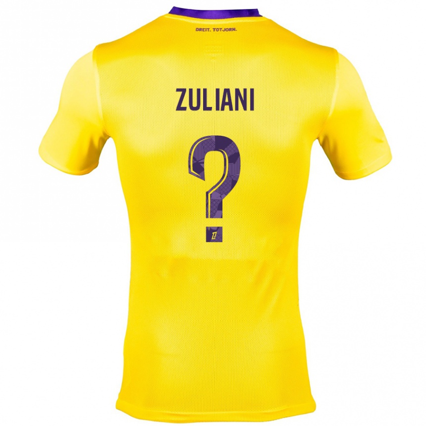 Niño Fútbol Camiseta Edhy Zuliani #0 Amarillo Morado 2ª Equipación 2024/25