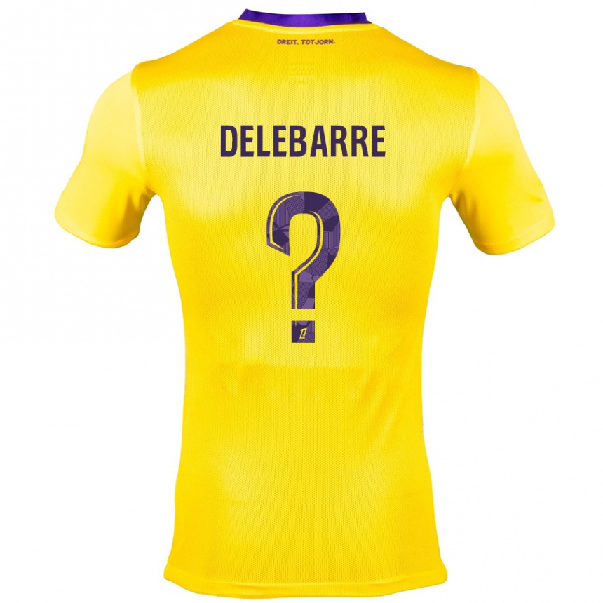 Niño Fútbol Camiseta Mathis Delebarre #0 Amarillo Morado 2ª Equipación 2024/25