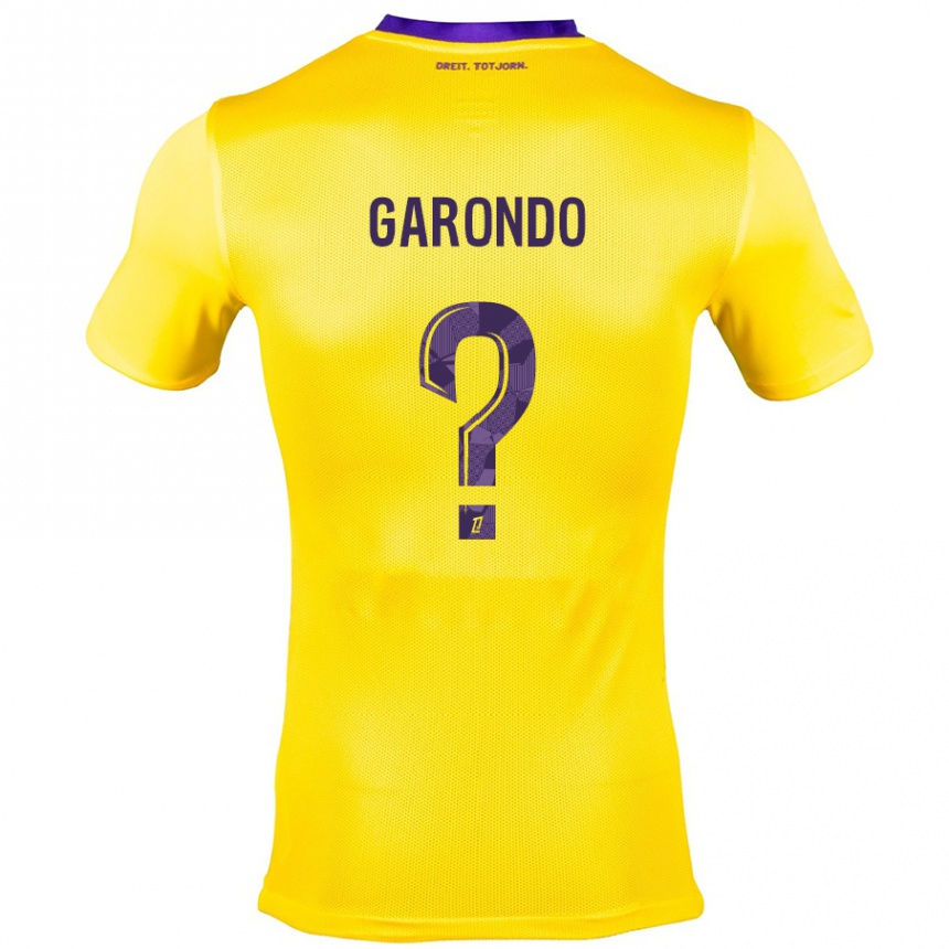 Niño Fútbol Camiseta Thibaud Garondo #0 Amarillo Morado 2ª Equipación 2024/25