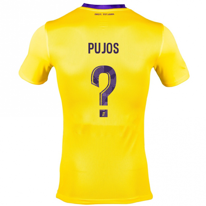 Niño Fútbol Camiseta Clément Pujos #0 Amarillo Morado 2ª Equipación 2024/25