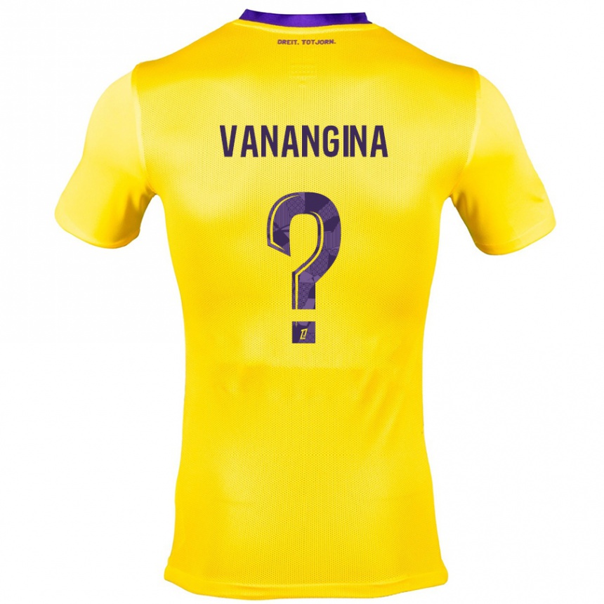 Niño Fútbol Camiseta Mechack Niombo Vanangina #0 Amarillo Morado 2ª Equipación 2024/25