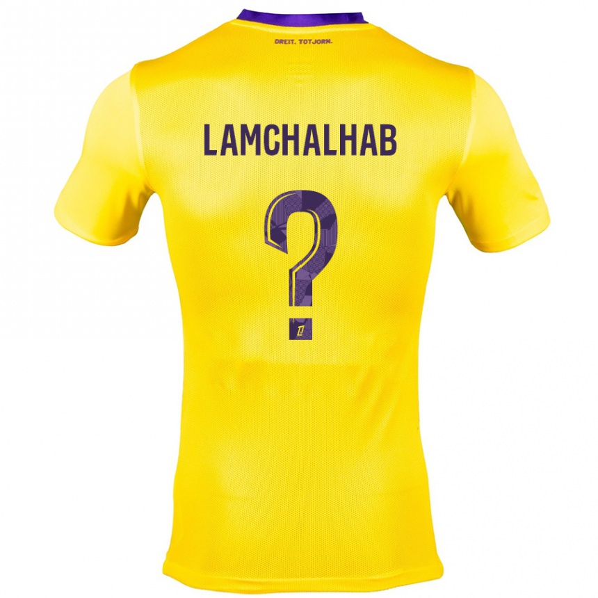 Niño Fútbol Camiseta Merwan Lamchalhab #0 Amarillo Morado 2ª Equipación 2024/25