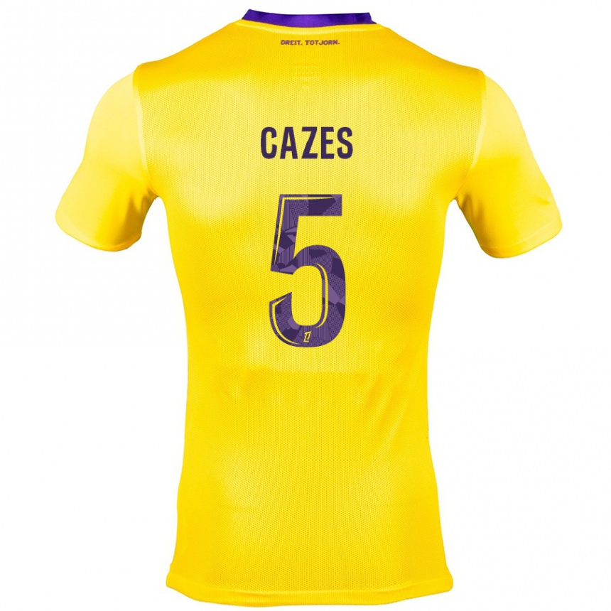 Niño Fútbol Camiseta Manon Cazes #5 Amarillo Morado 2ª Equipación 2024/25