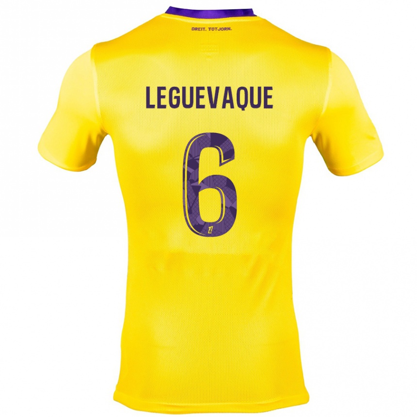 Niño Fútbol Camiseta Laurie Leguevaque #6 Amarillo Morado 2ª Equipación 2024/25