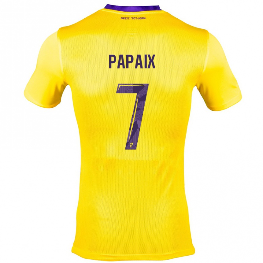 Niño Fútbol Camiseta Marie Papaix #7 Amarillo Morado 2ª Equipación 2024/25