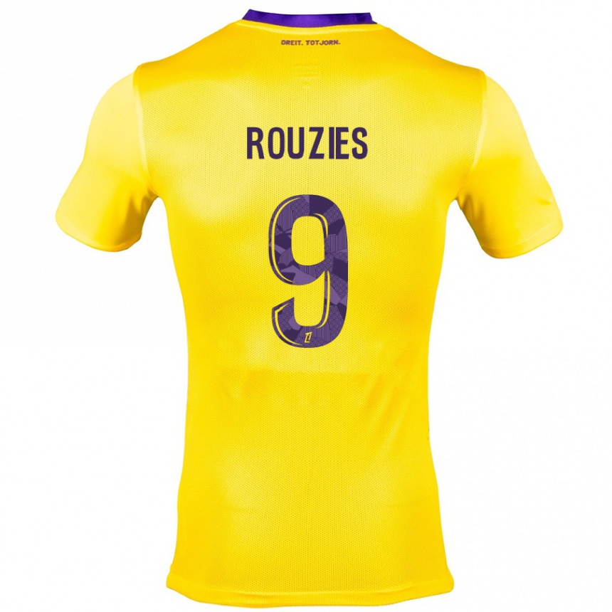 Niño Fútbol Camiseta Manon Rouzies #9 Amarillo Morado 2ª Equipación 2024/25