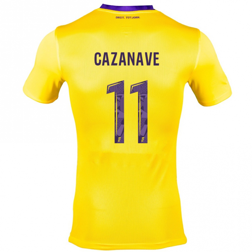 Niño Fútbol Camiseta Julie Cazanave #11 Amarillo Morado 2ª Equipación 2024/25